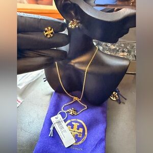 Tory Burch Gold Earrings and Necklace Set